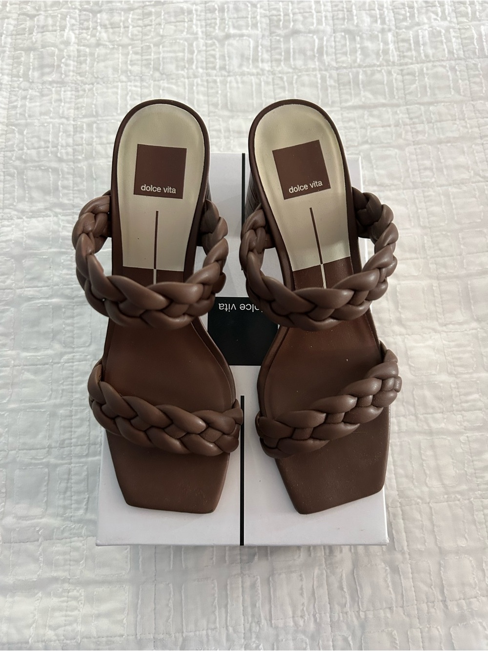 Dolce Vita Paily Braided Double-Strap Espresso Brown Slide Sandals